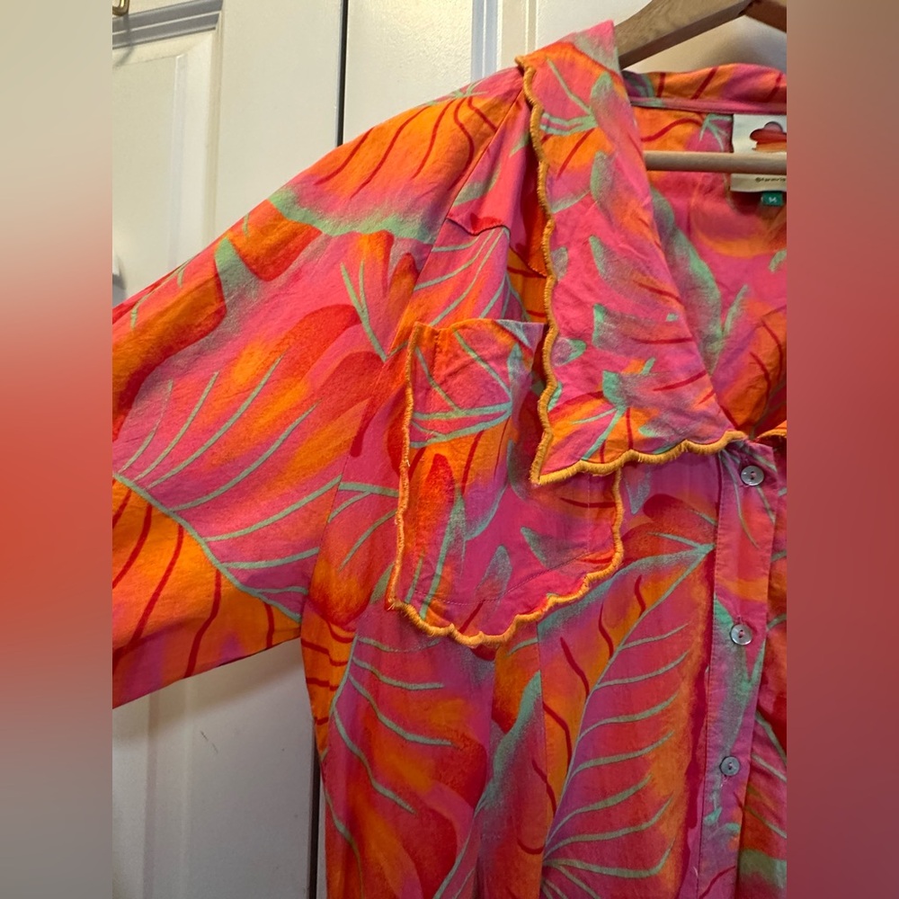 FARM Rio Coral Orange Floral Midi Dress - Picture 3 of 11